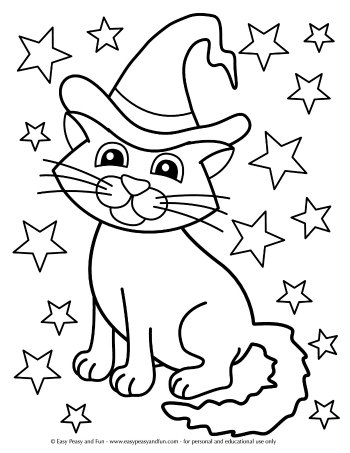 Magical Cat Coloring Page