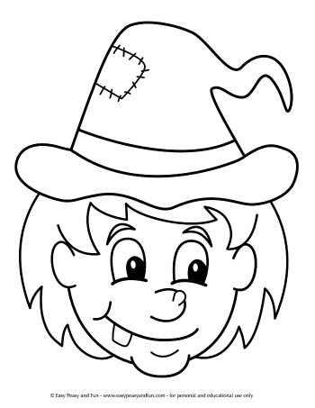 Witch Head coloring page for preschool
