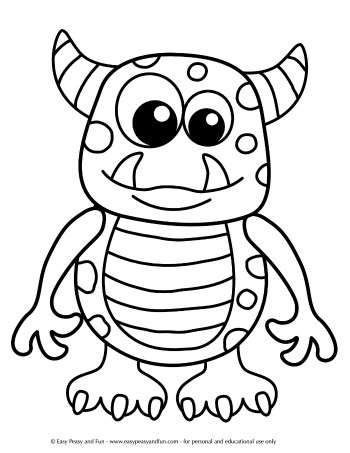 Friendly Monster Free Halloween Coloring Page for Kids. Great for Kindergarten and preschool. 