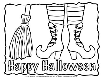 Witch boots Halloween coloring page
