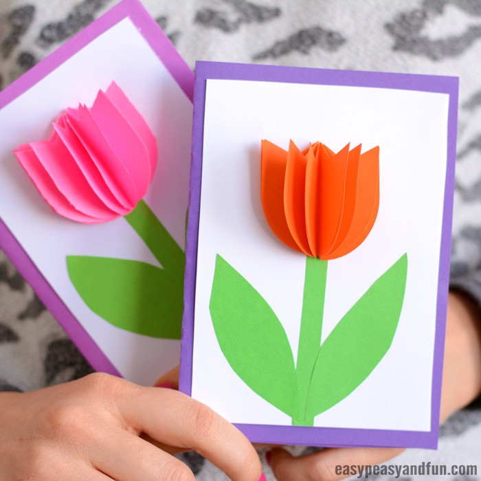 3D Tulip Card Craft for Kids