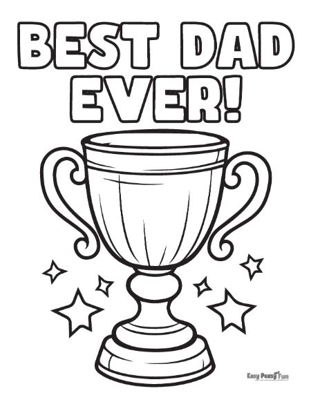 Trophy for Best Dad preschool fathers day coloring pages