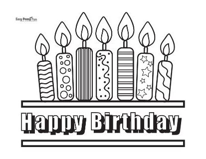 Happy Birthday Candles Coloring Sheet