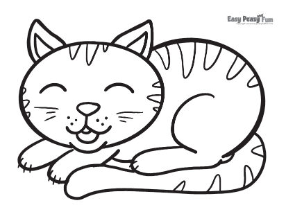 Sleepy Cat Coloring Sheet