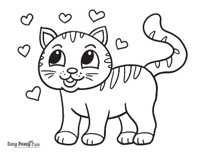 Cat in Love Coloring Sheet