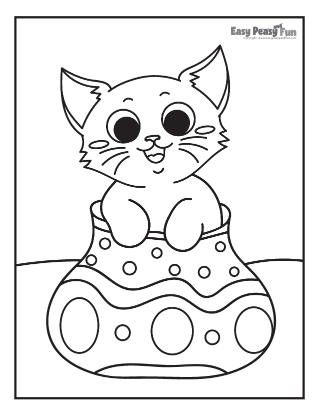 Cat in a Vase Coloring Sheet