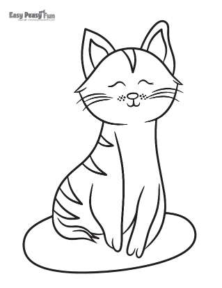 Peaceful Cat Coloring Page