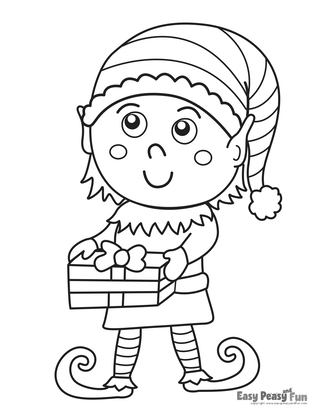 Christmas Elf Coloring Page