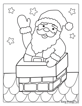 Santa in a Chimney Christmas Coloring Page