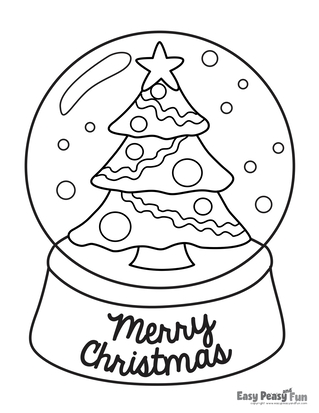 X-mas tree in a Snow globe Coloring Page
