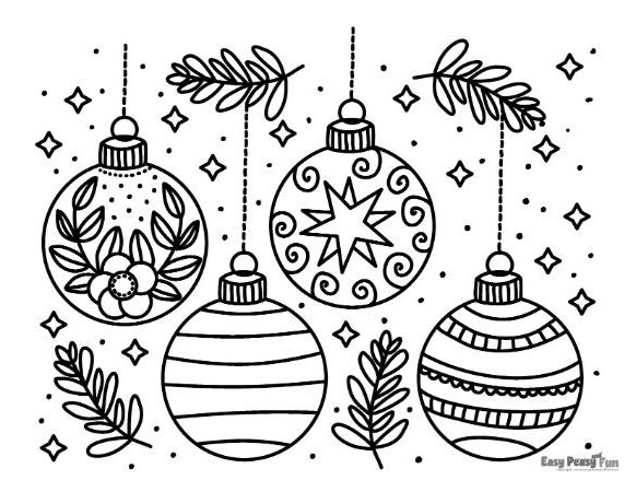 Christmas Ornaments Coloring Sheet