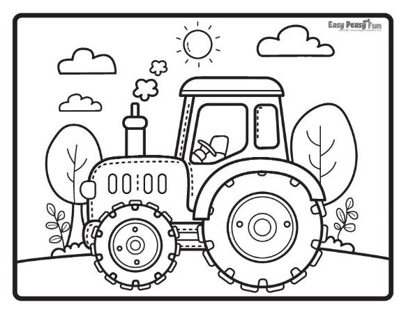 Lovely tractor for coloring.