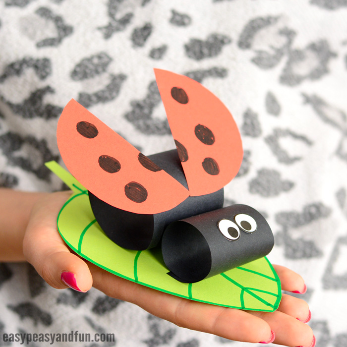 Construction Paper Ladybug on a Leaf Craft