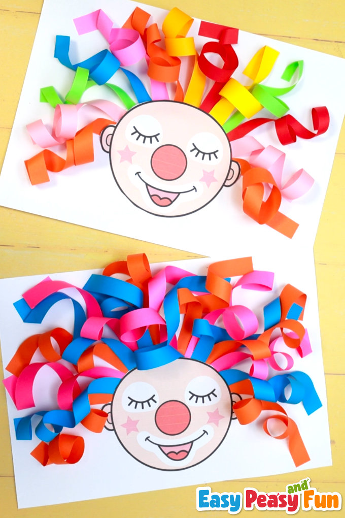 Curly Hair Clown Craft for Kids