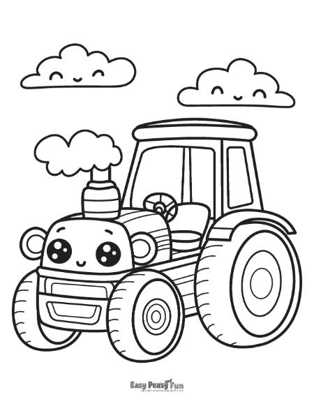 Happy tractor to color.