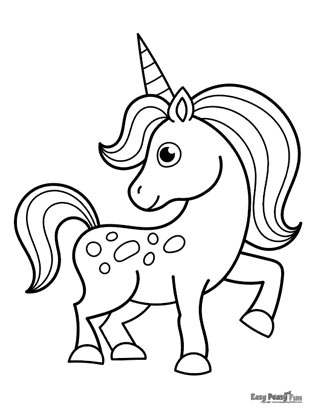 Cute Unicorn Coloring Page