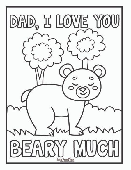 Bear for Father's Day Coloring Page