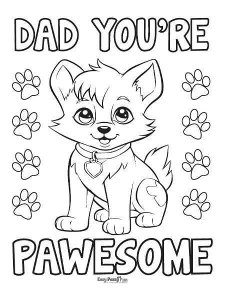 Pawesome Puppy Coloring Page for Father's Day