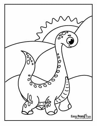 Dino and Hills Coloring Page