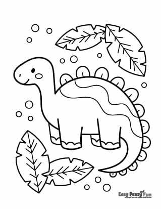 Dino and Leaves Coloring Sheet