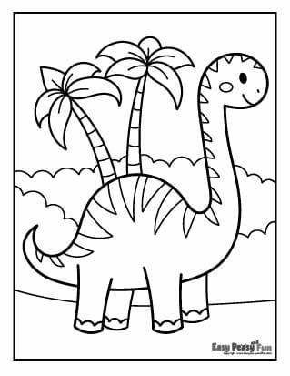 Dino and Palms Coloring Sheet
