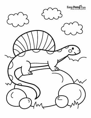Dinosaur on a Rock Coloring Pages