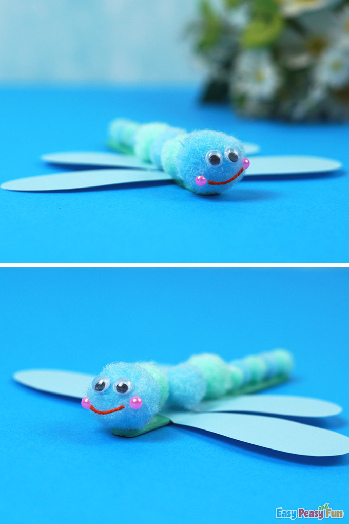 DIY Dragonfly Made With Pompoms