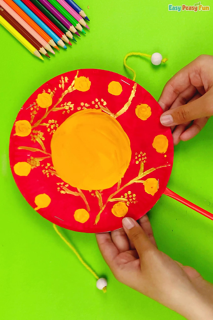 DIY Paper Plate Chinese New Year Drum Craft