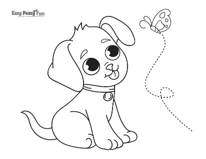Cute Puppy and a Butterfly