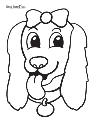 Dog with a Bow Coloring Sheet