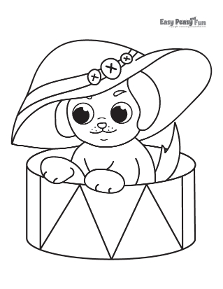 A Puppy with a Hat Coloring Page