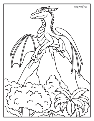 Mythical dragon coloring pages
