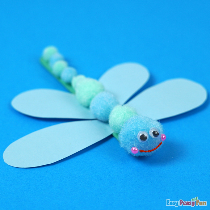 Dragonfly Made With Pompoms Craft