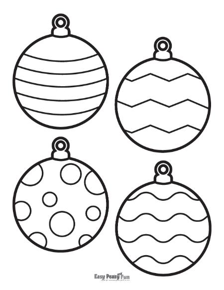 Easy to Color Christmas Ornaments