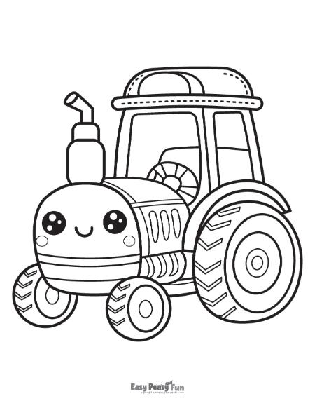 Cute tractor image to color.