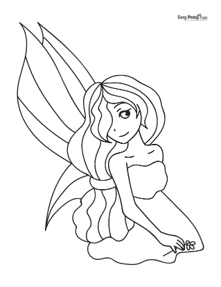 Shy Fairy Coloring Page