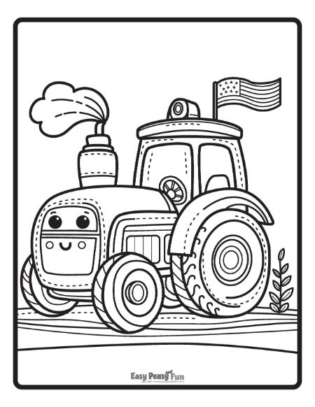 Cute tractor colorin page.