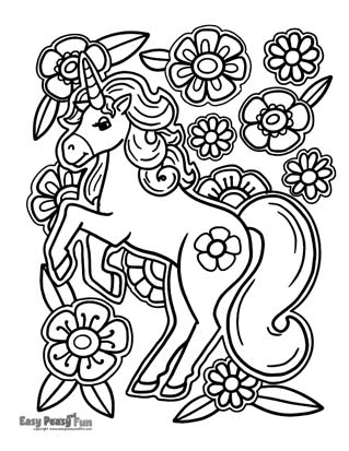 Flower Unicorn Coloring Page