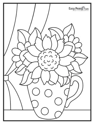 Flowers on a Shelf Coloring Page