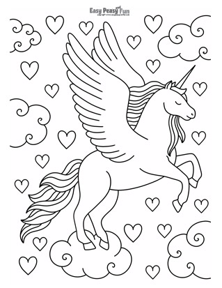 Flying Unicorn Coloring Page