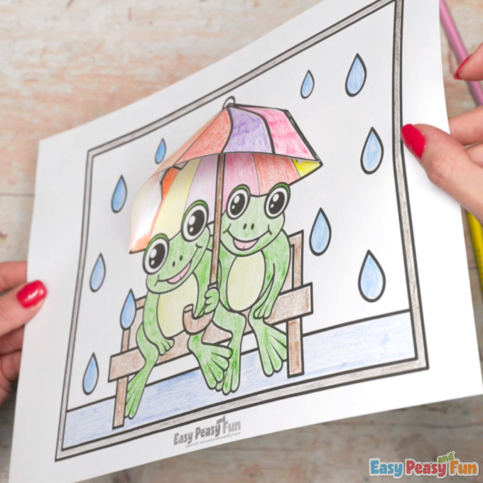 Frog 3D Coloring Page Craft