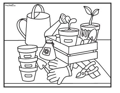 Spring Gardening Coloring Page