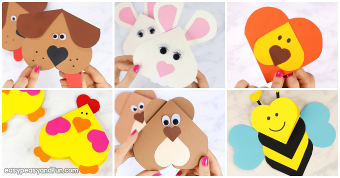 Heart Animals Valentines Day Crafts for Kids