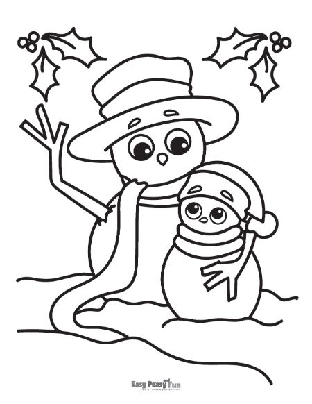 Two Snowman Coloring Page