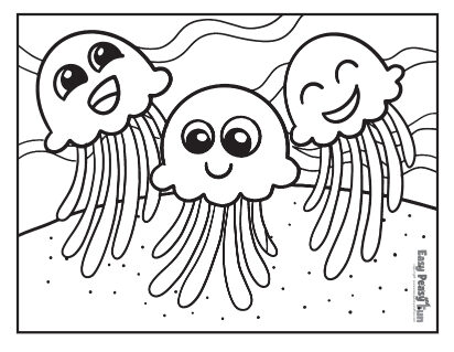 Jellyfish Friends Coloring Page