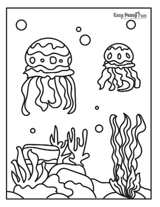 Ocean Animals and Coral Reef Coloring Sheet