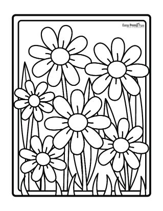 Blooming Flowers Coloring Page