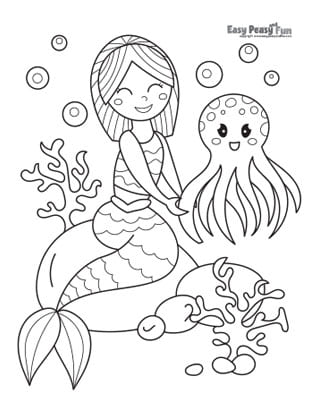 Octopus and Mermaid Coloring Pages