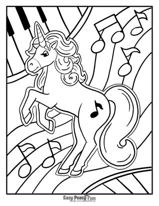 Musical Unicorn Coloring Page
