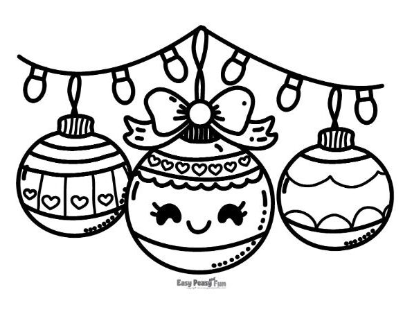Christmas Ornaments and Lights Illustration to Color